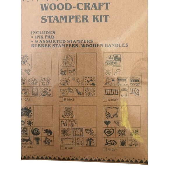 Wood-Craft Stamp Kit With Ink Pad & 9 Assorted Rubber Stampers - Picture 5 of 7